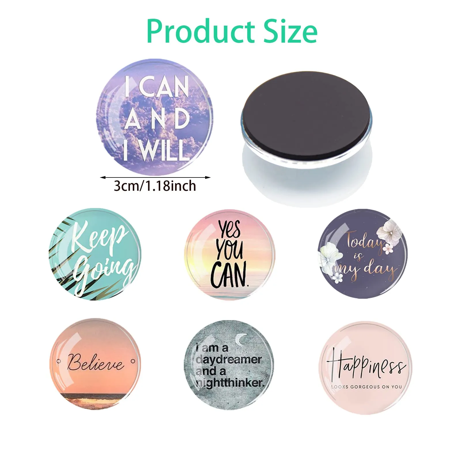 12 Pieces Inspirational Fridge Magnets - Glass Magnets for Refrigerator, Motivational Quote Magnets Decorative Magnets for Fridge Office Cabinets Whiteboards Photo