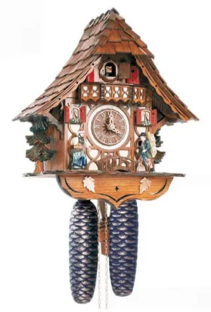 12" Girl and Clock Peddler Eight Day Black Forest German Cuckoo Clock