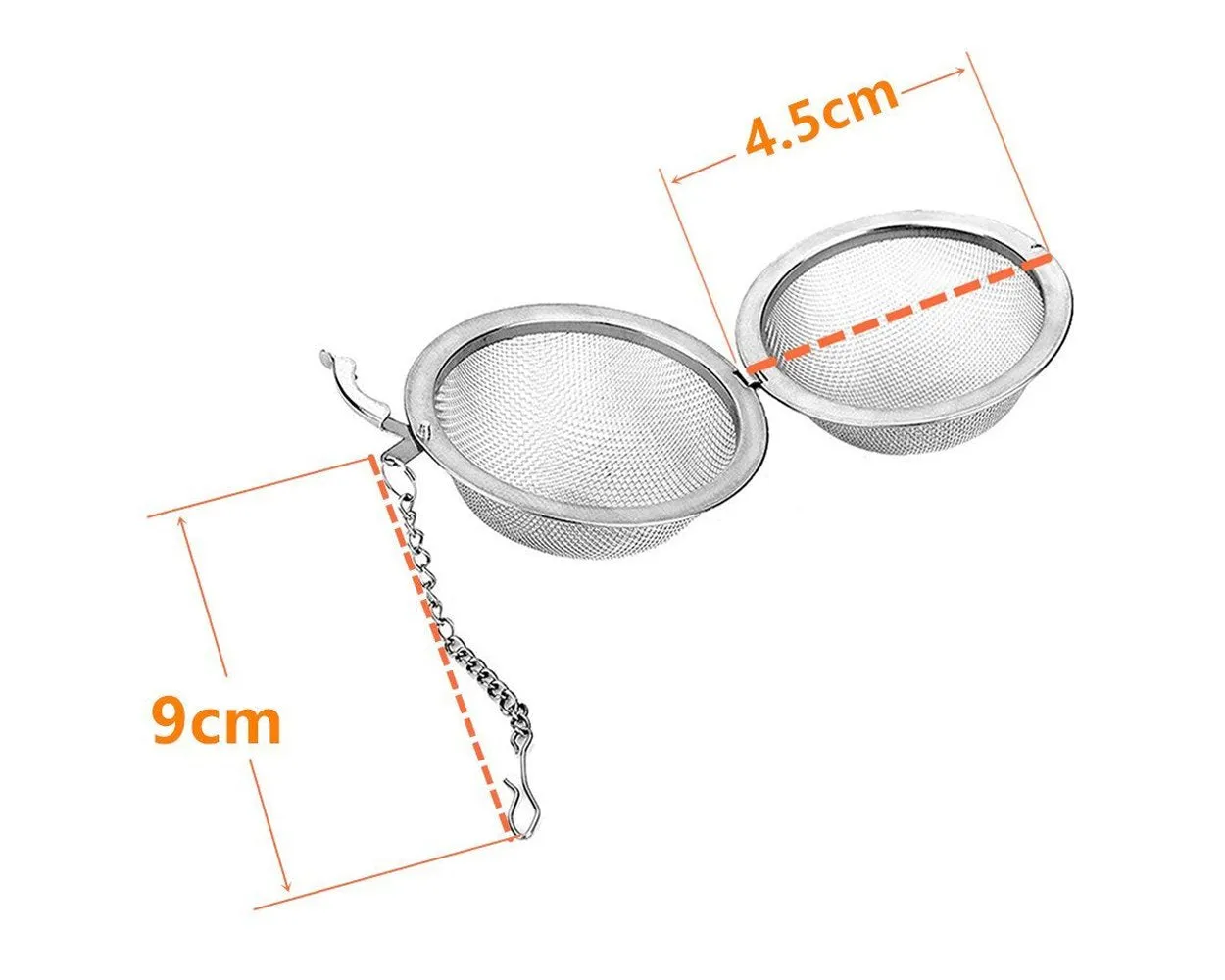 2 Pieces Stainless Steel Ball Shaped Tea Infusers - Silver