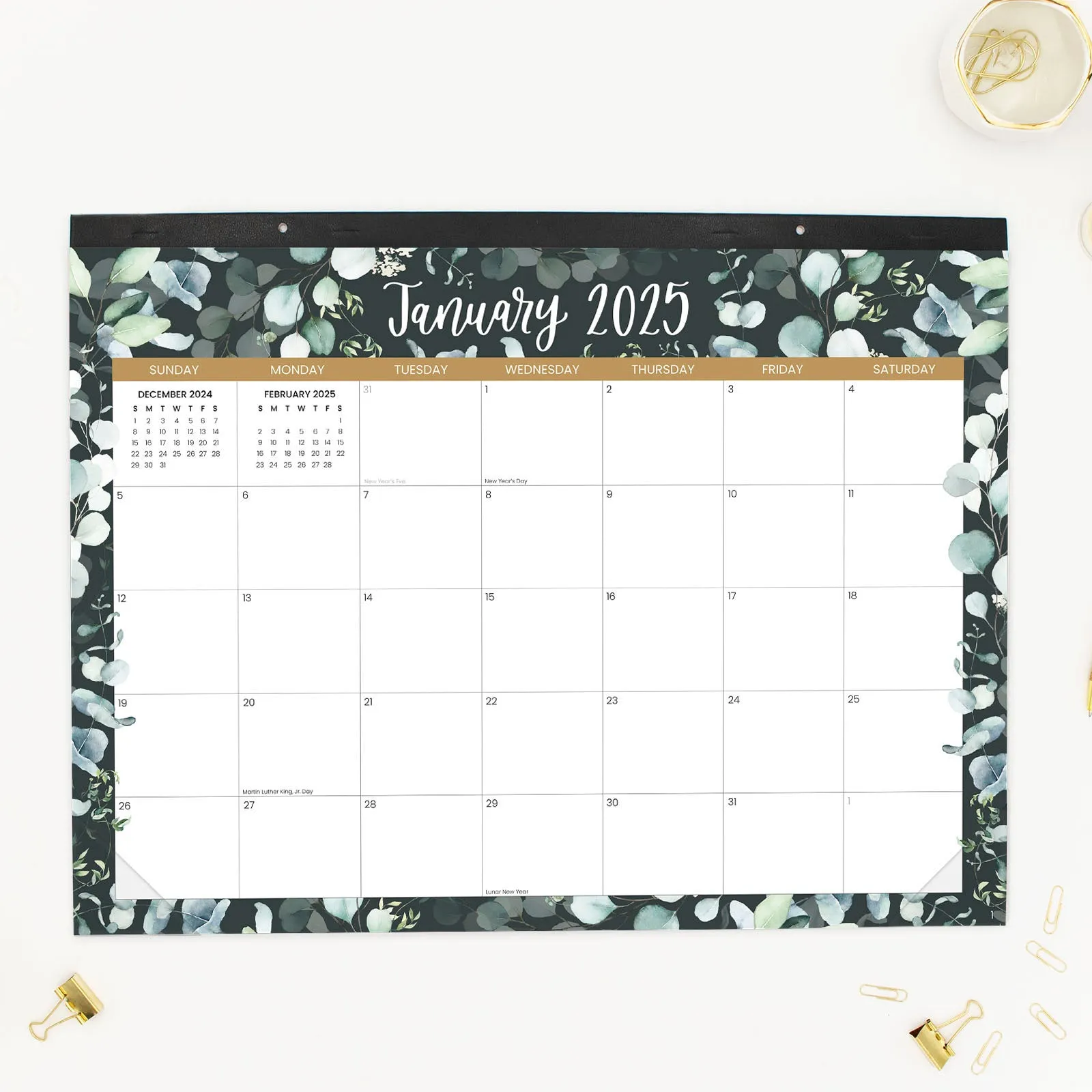 2025 Desk & Wall Calendar, 16" x 21", Greenery