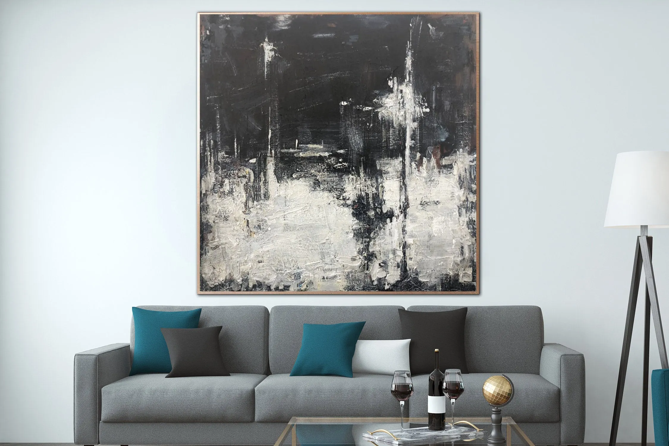 3D Black And White Brown Minimalist Art For Living Room Sp001