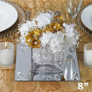 8" Square Glass Mirror Wedding Party Table Decorations Centerpieces - 6 PCS