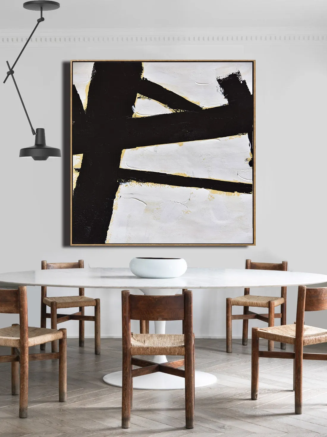 Abstract Art Black and White Minimalist Painting Yp084