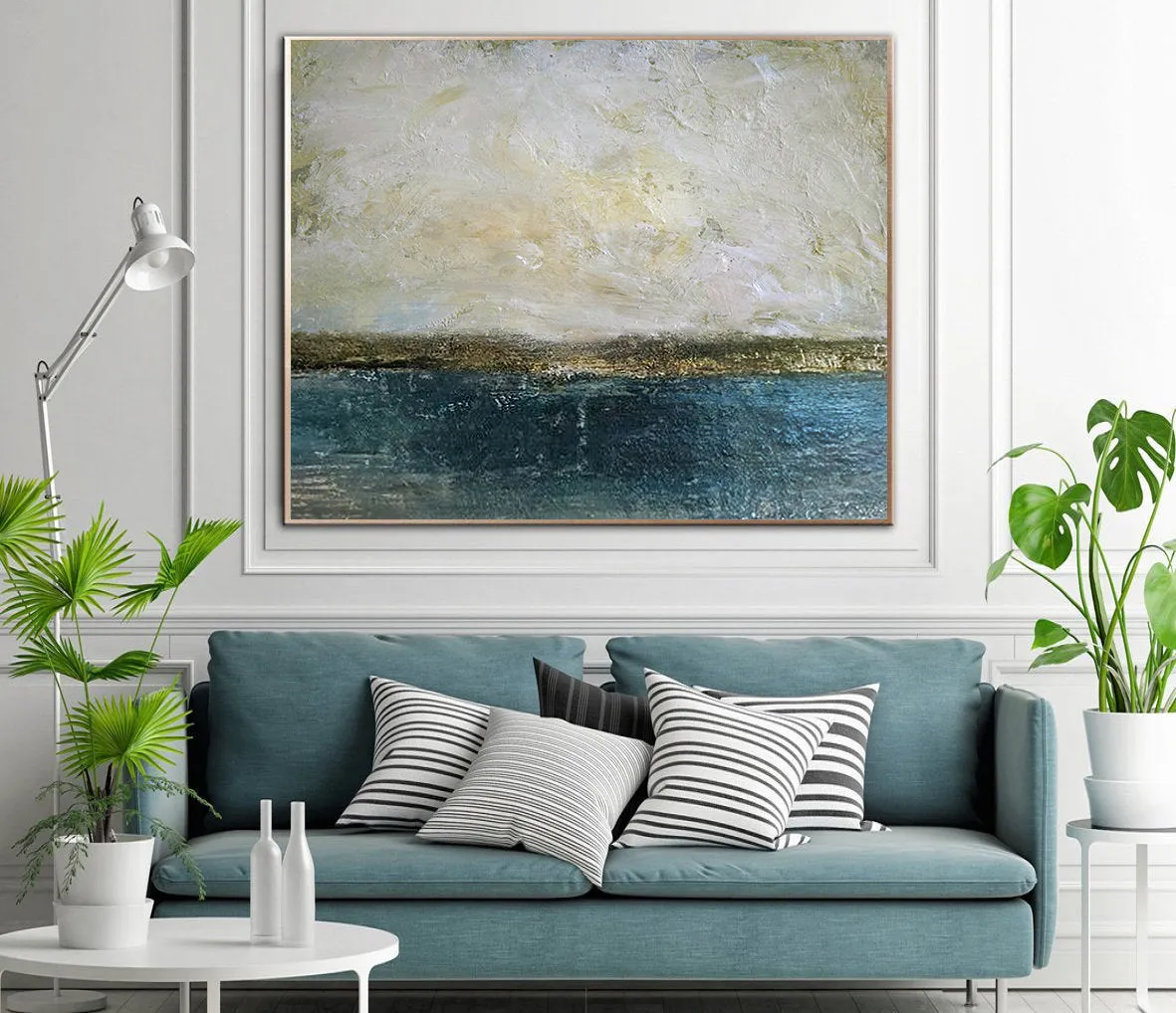 Abstract Art Sky Painting BeigeGold Painting Office Decor Dp119