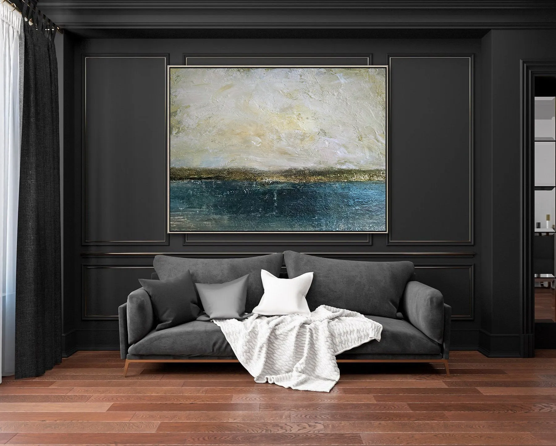 Abstract Art Sky Painting BeigeGold Painting Office Decor Dp119