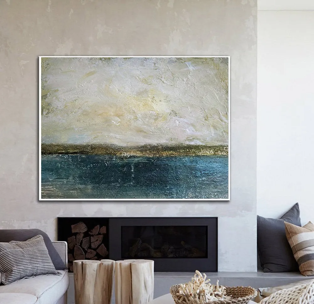 Abstract Art Sky Painting BeigeGold Painting Office Decor Dp119