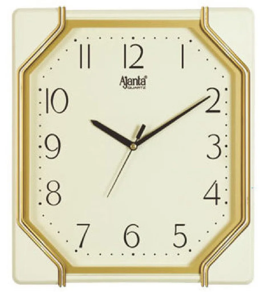 Ajanta Abstract Quartz Plastic Wall Clock (617, 28.6x26.3 cm, Ivory)