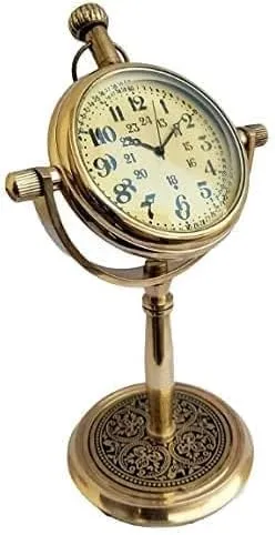 ALFAMART HT Brass Stand Clock Table Desk Clock with New Modern Designer Clock(Gold) 5"