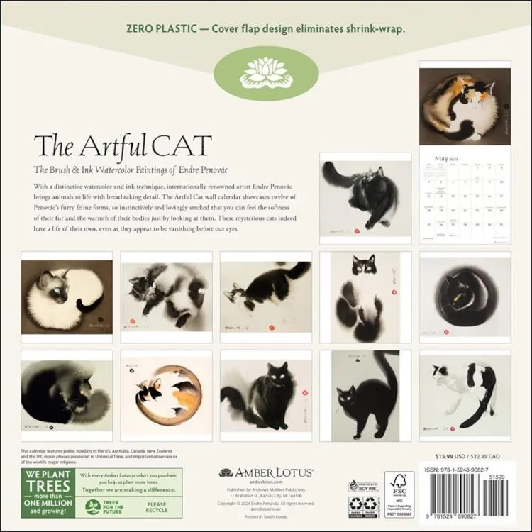 Amber Lotus 2025 Wall Calendar - The Artful Cat