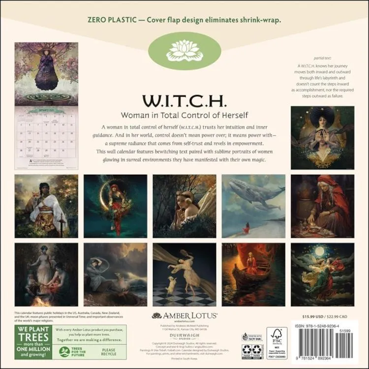 Amber Lotus 2025 Wall Calendar - W.I.T.C.H. (Woman In Total Control of Herself)