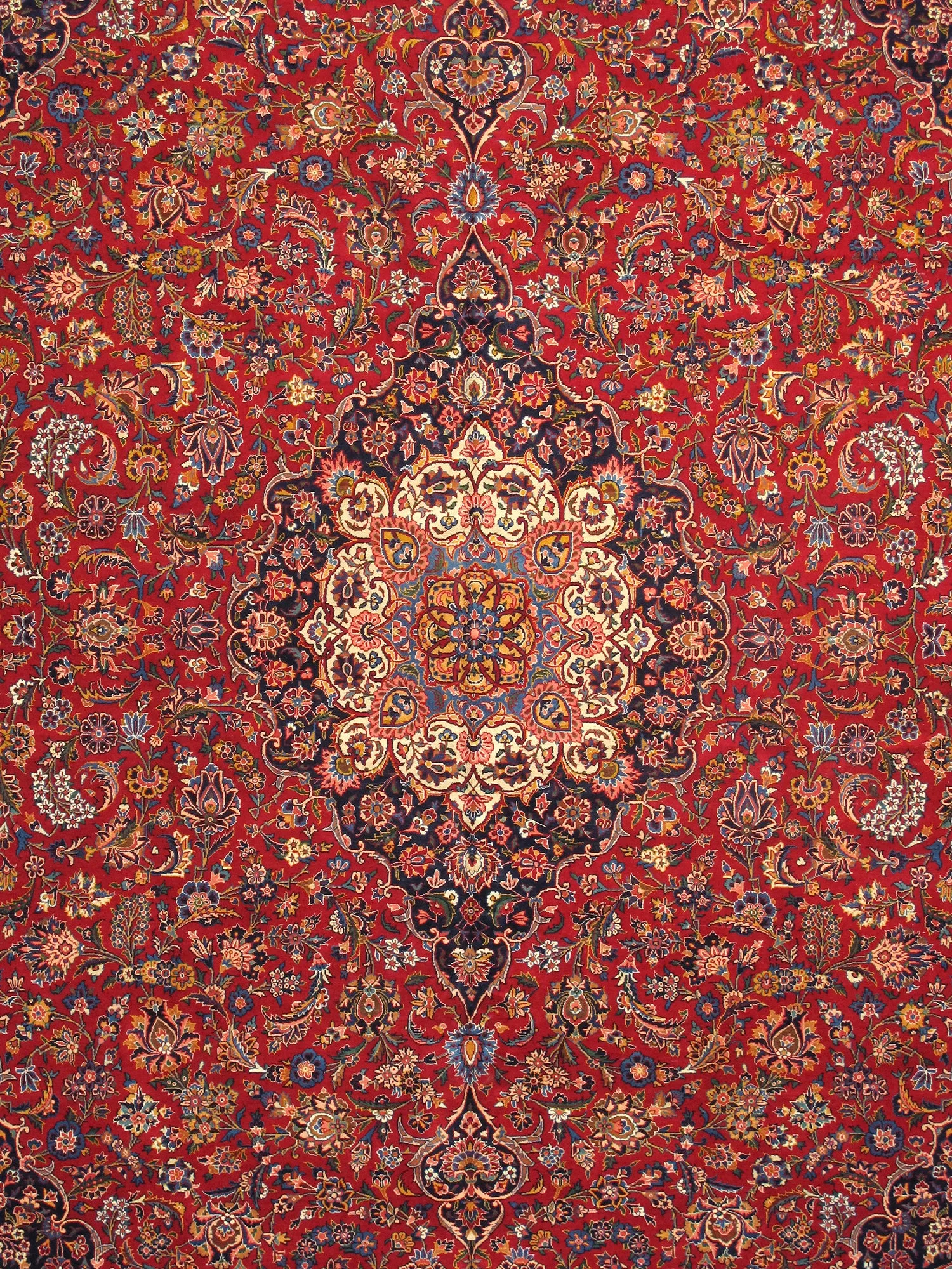 Antique Kashan Collection Lamb's Wool Area Rug-10'10" X 14' 7" , Red