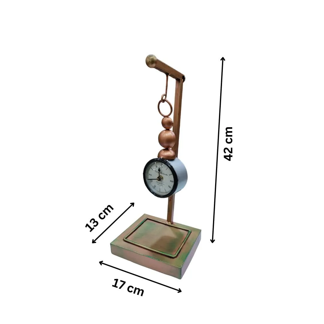 Antique Pendulum with Watch Table Handicraft Showpiece|Copper Colour|Home/Office Decorative Item/Decorative Item|Hight 42cm, Length 17cm, Width 13cm