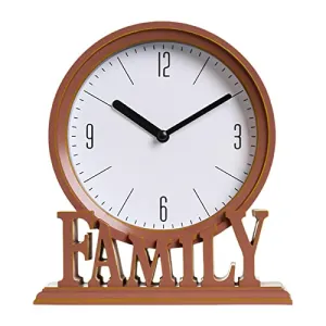 ATORSE® Desk Clock Non Ticking Battery Operated Loft Family Decorative Office Shelf Red Brown