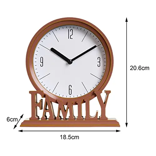 ATORSE® Desk Clock Non Ticking Battery Operated Loft Family Decorative Office Shelf Red Brown