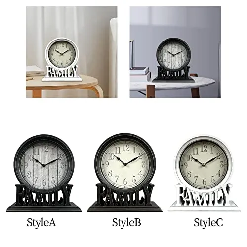 ATORSE® Round Table Clock Decorative Silent Quartz Movement for Shelf Kitchen Decors Stylea