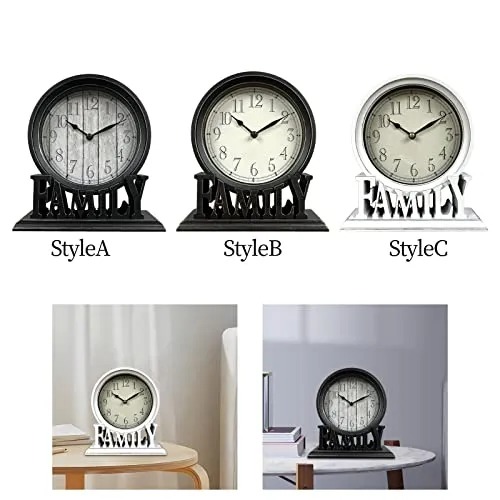 ATORSE® Round Table Clock Decorative Silent Quartz Movement for Shelf Kitchen Decors Stylea