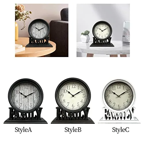 ATORSE® Round Table Clock Decorative Silent Quartz Movement for Shelf Kitchen Decors Stylea