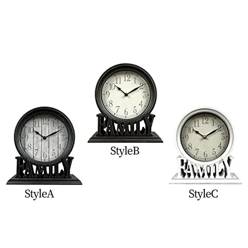 ATORSE® Round Table Clock Decorative Silent Quartz Movement for Shelf Kitchen Decors Stylea