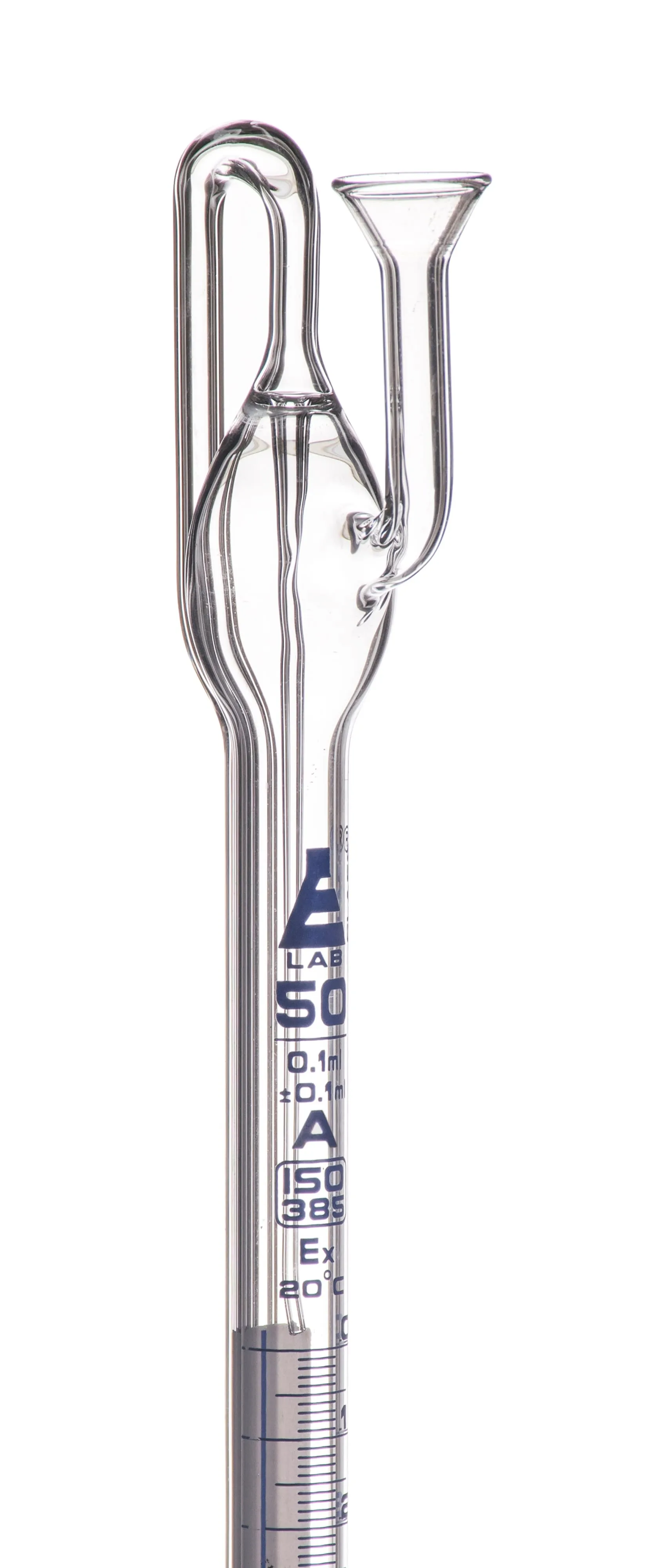 Automatic Zero Burette, 50ml - Class A - 34/35 Joint Size - 0.05Â±ml Tolerance, 0.10ml Sub. Divisions - 2000ml Reservoir Capacity - With Intermediate Stopcock & Schellbach Stripe - Eisco Labs