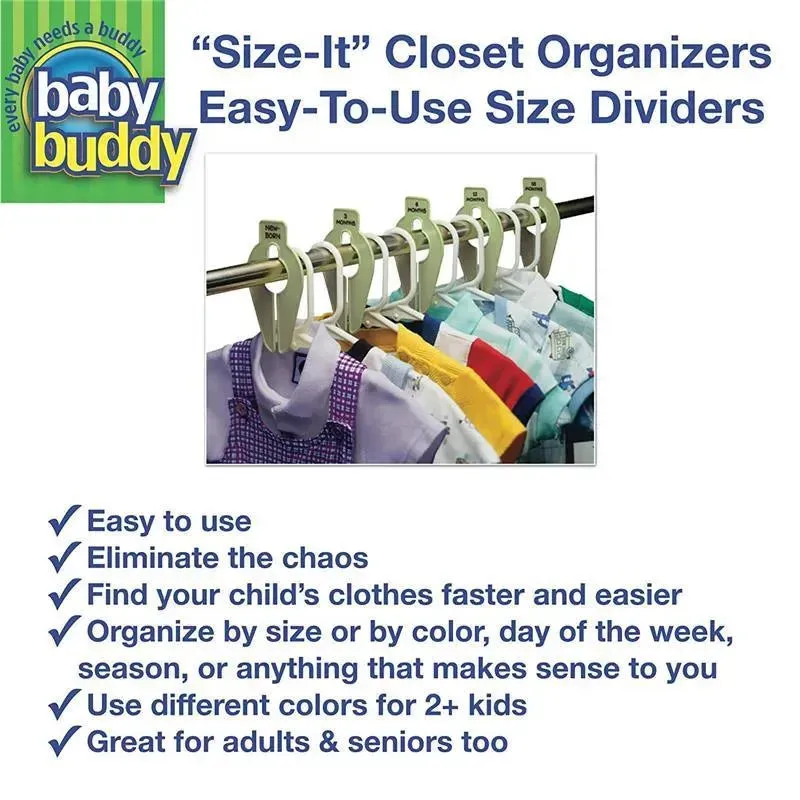 Baby Buddy - 5Pk Size-It Closet Organizers, White