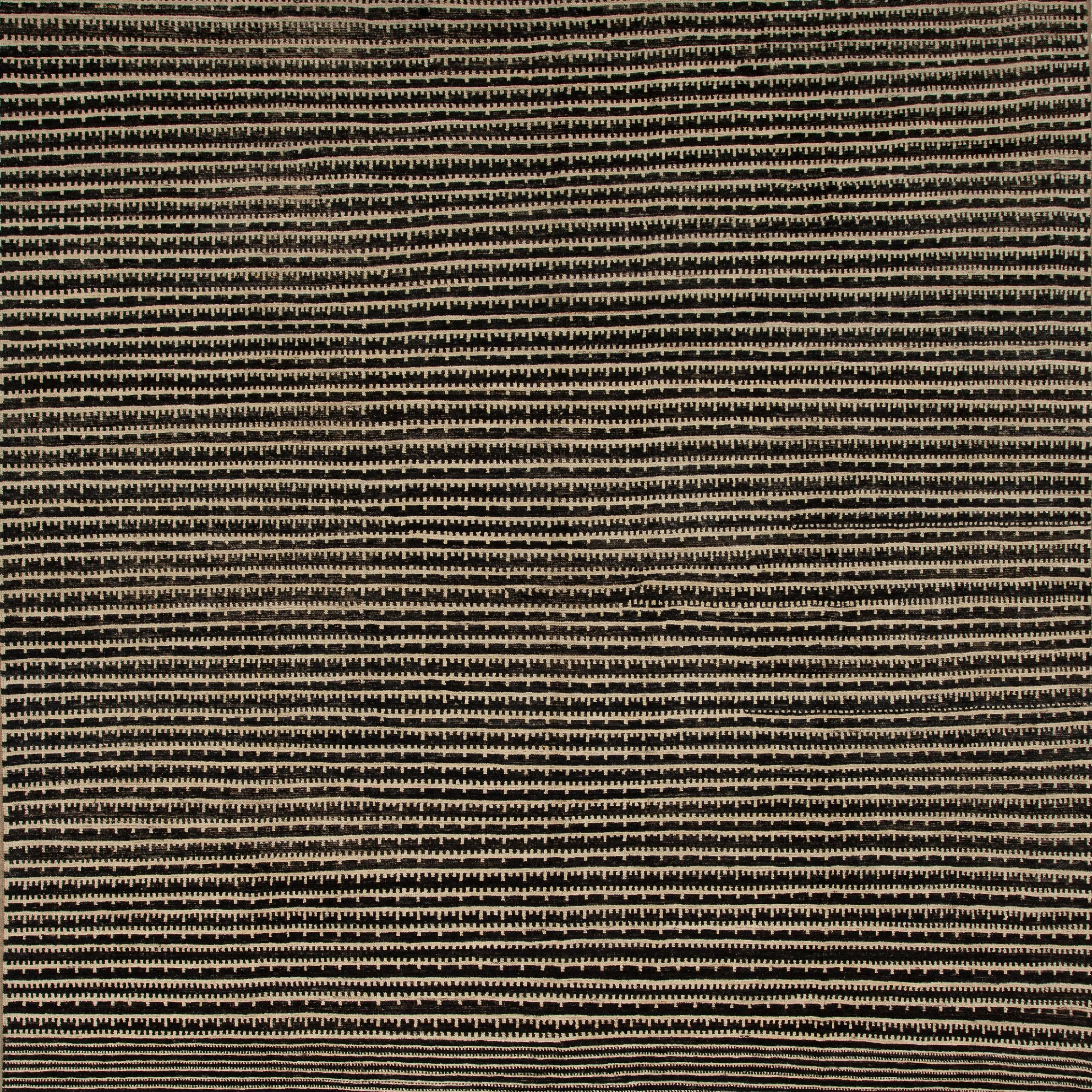 Black & Beige Zameen Transitional Wool Rug - 11'8" x 15'8"