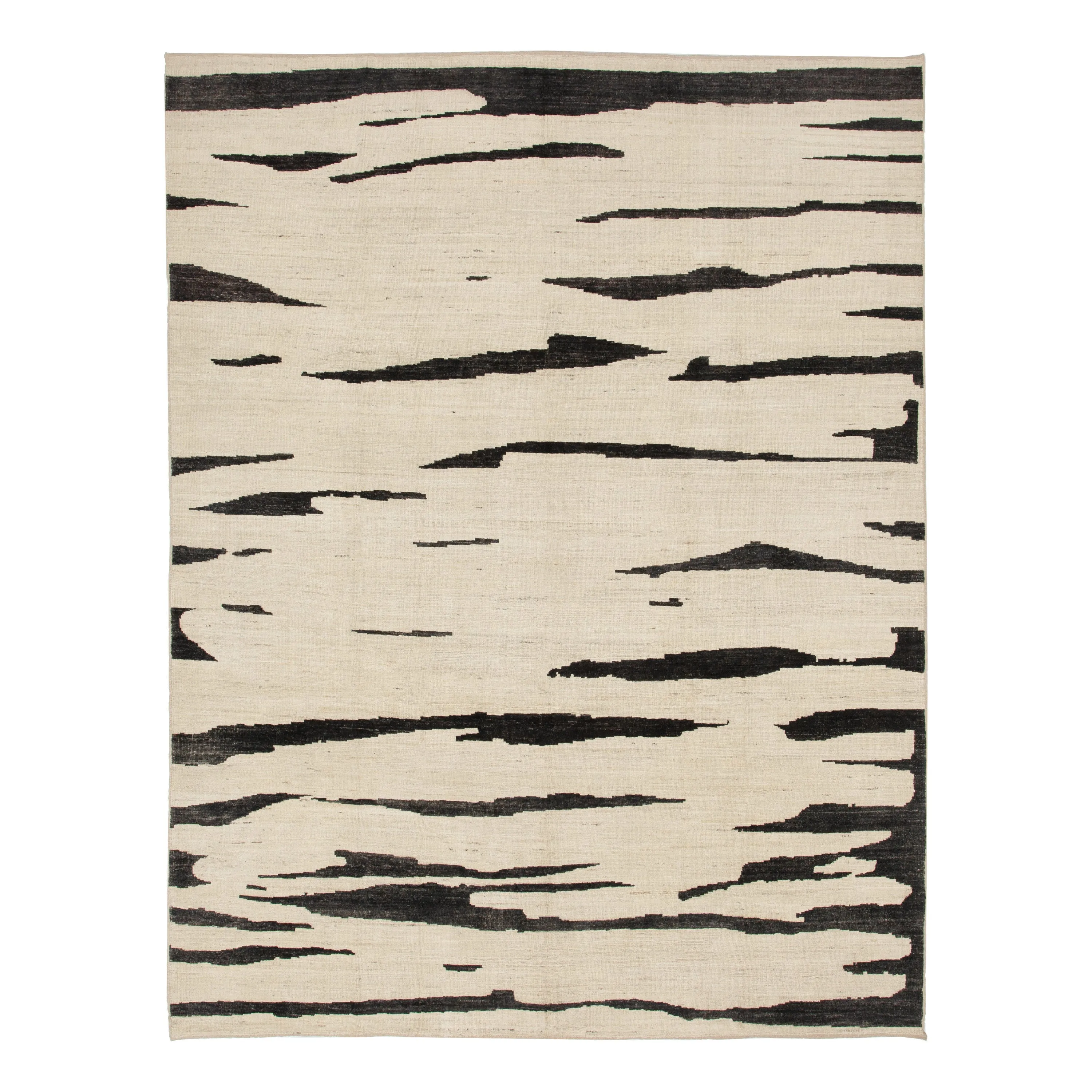 Black & White Zameen Transitional Wool Rug - 9'5" x 11'11"