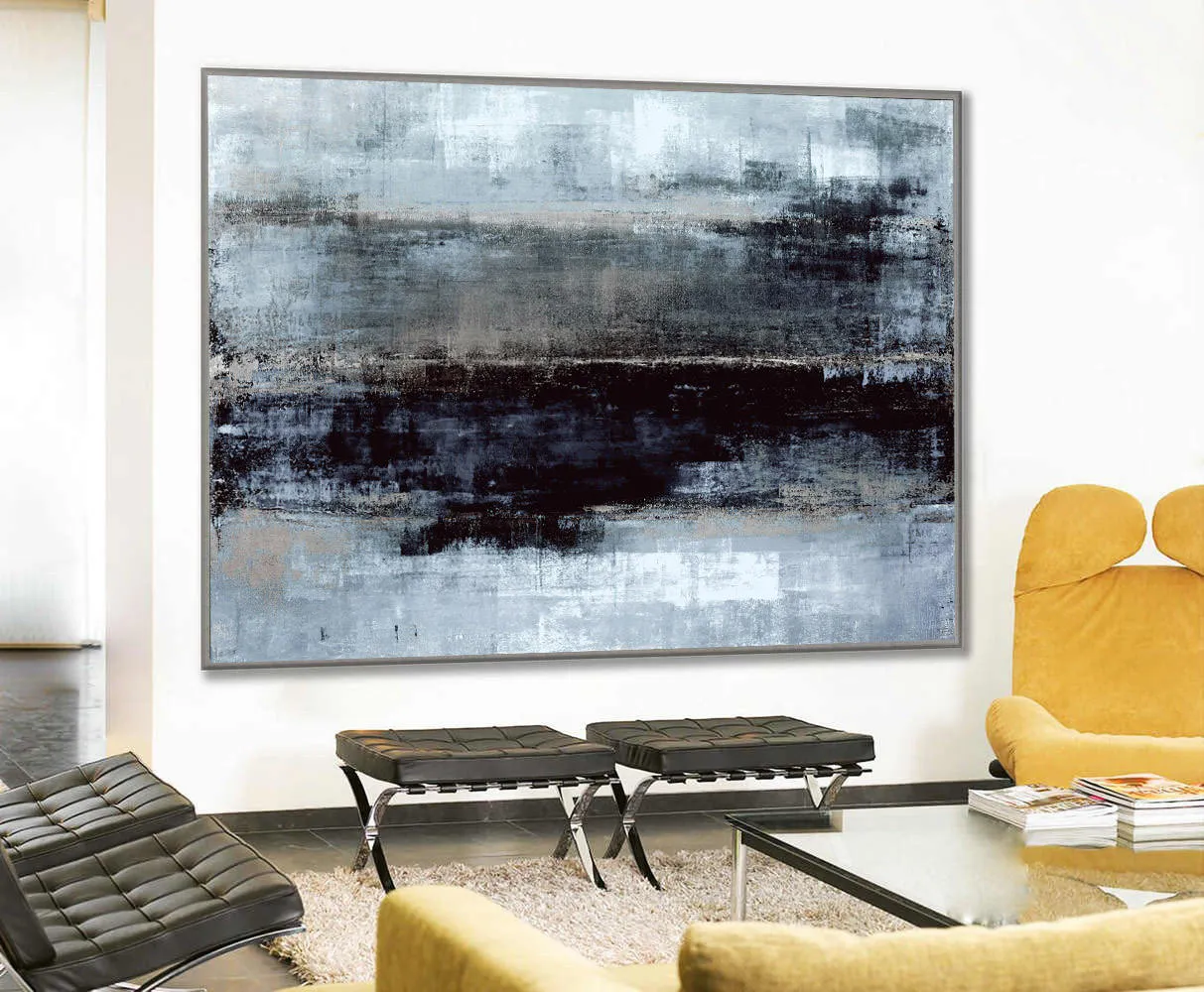 Black And Gray Painting Contemporary Abstract Art Ap064