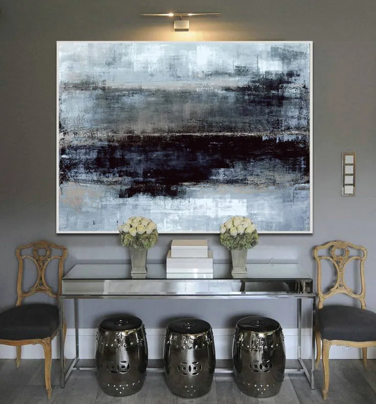 Black And Gray Painting Contemporary Abstract Art Ap064