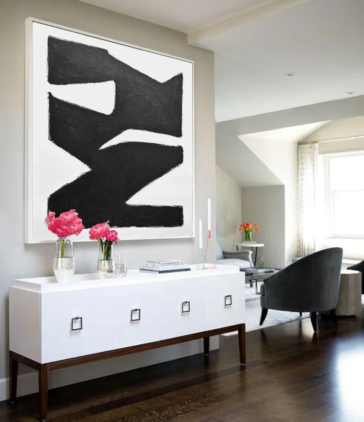 Black and White Minimalist Painting Geometric Abstract Art Np012