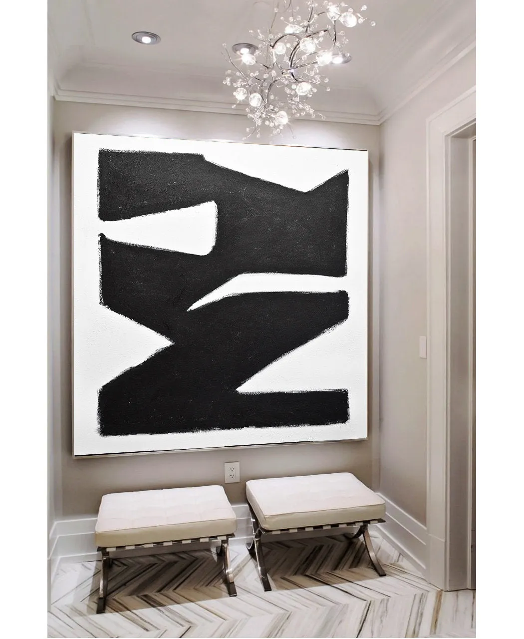 Black and White Minimalist Painting Geometric Abstract Art Np012