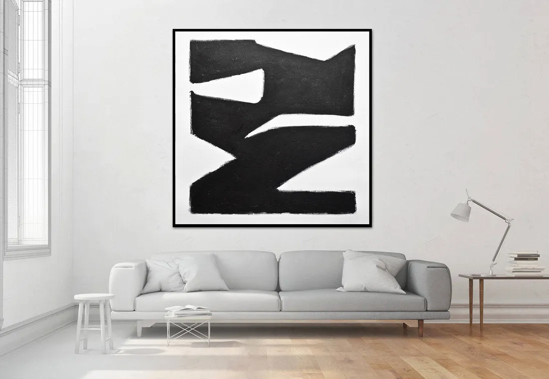 Black and White Minimalist Painting Geometric Abstract Art Np012