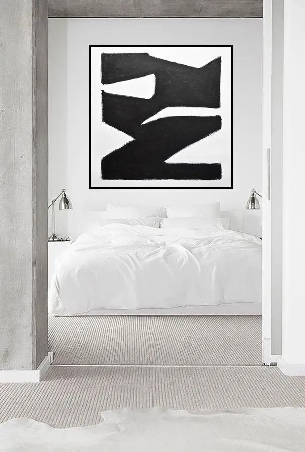 Black and White Minimalist Painting Geometric Abstract Art Np012