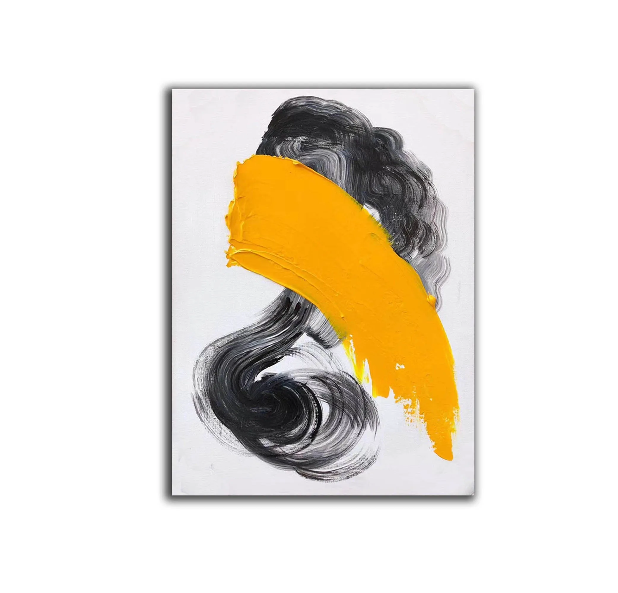 Black And White Painting Yellow Modern Canvas Art Sp082