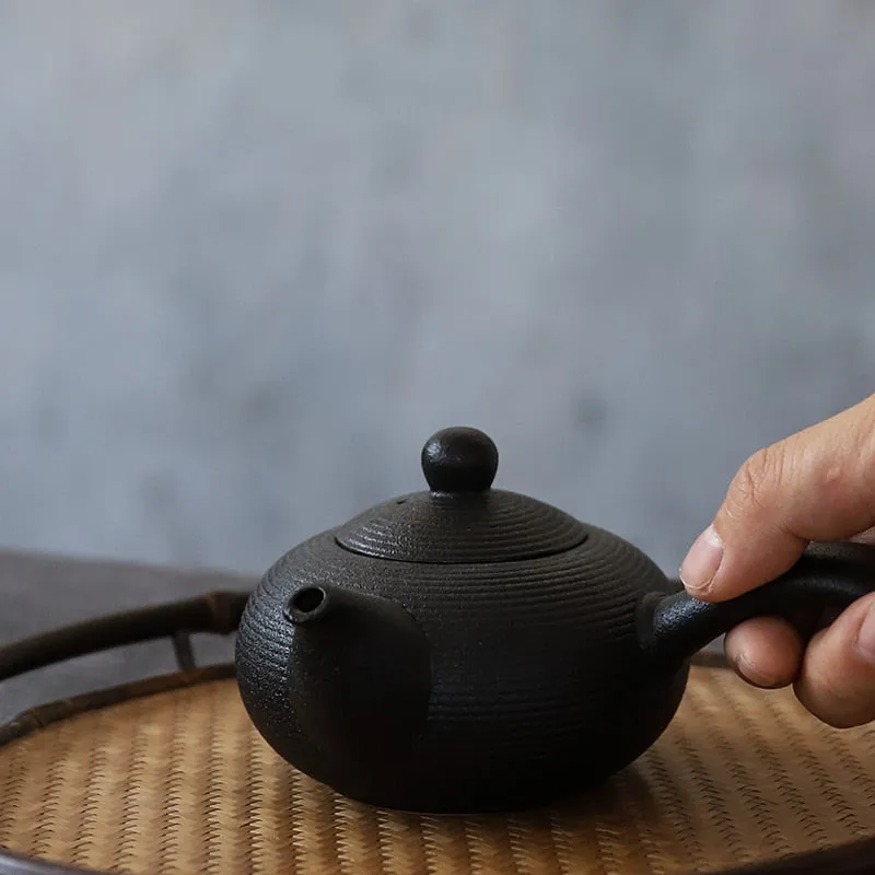 Black Crockery Ceramic Teapots Handmade Tea Pot Ceramic Teapot Kettle