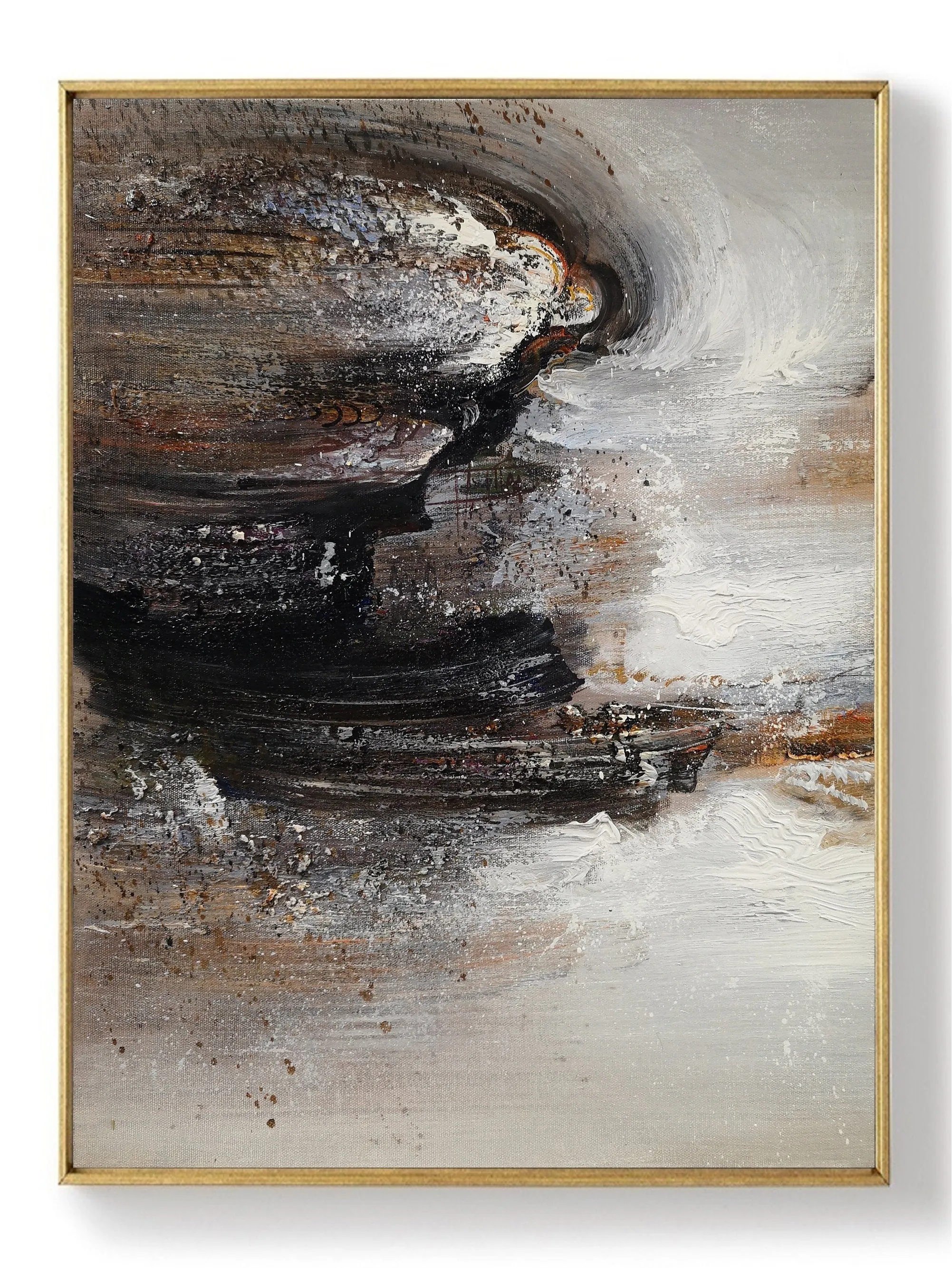 Black Grey Brown Abstract Painting Minimalist Art Dp124