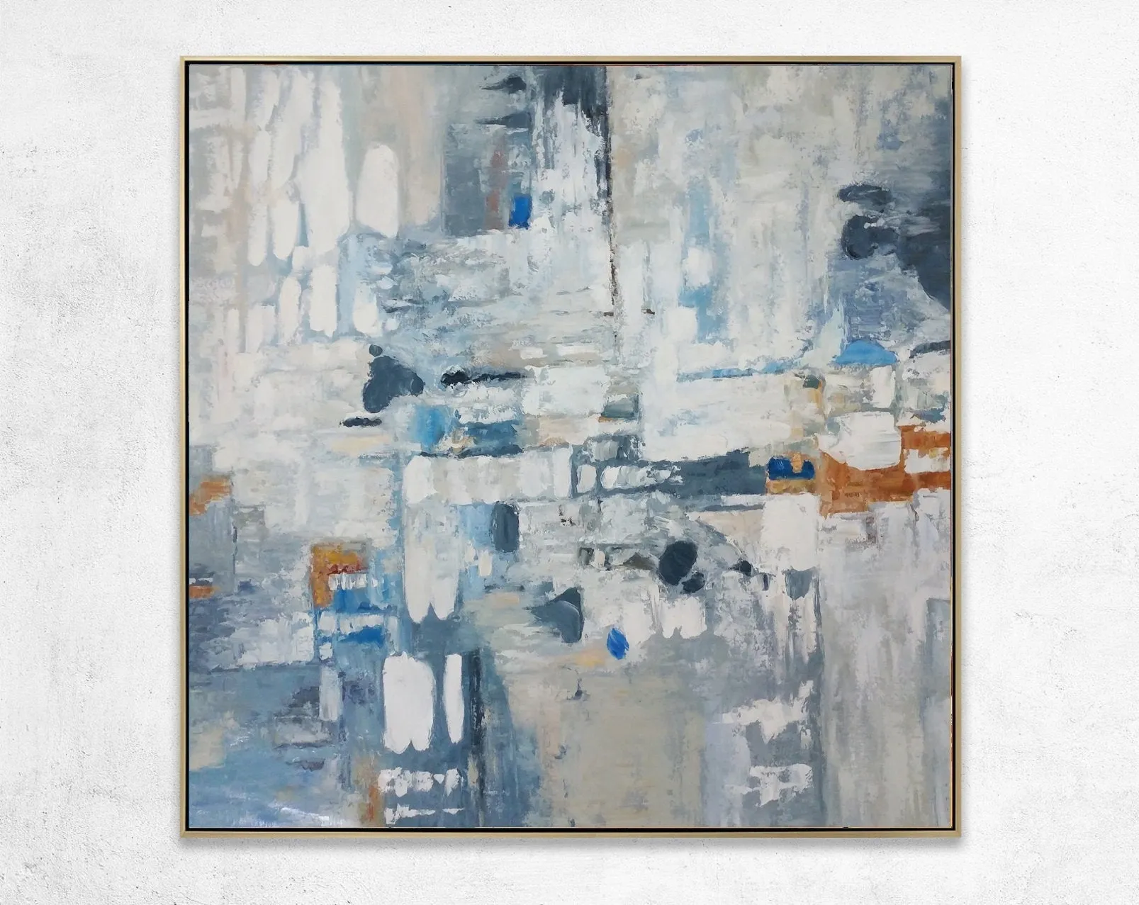 Blue Abstract Painting Canvas Original White Abstract Art Qp076