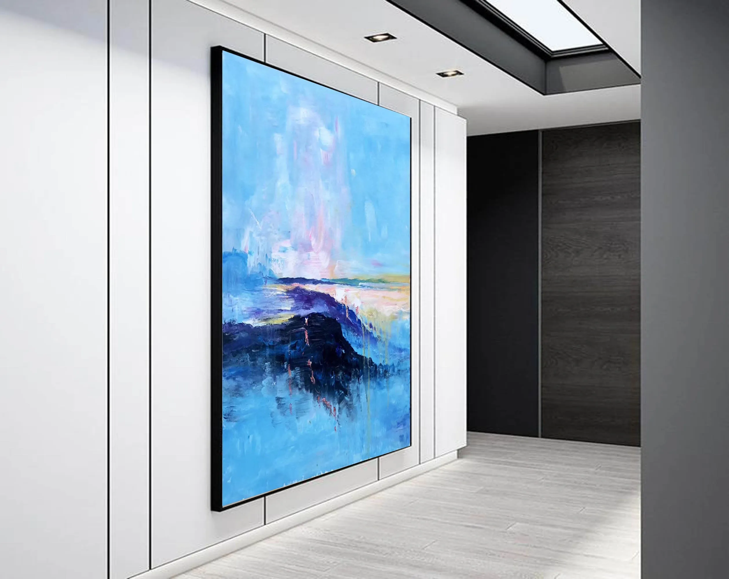 Blue Abstract Painting Extra Large Wall Art Contemporary Wall Art Np081