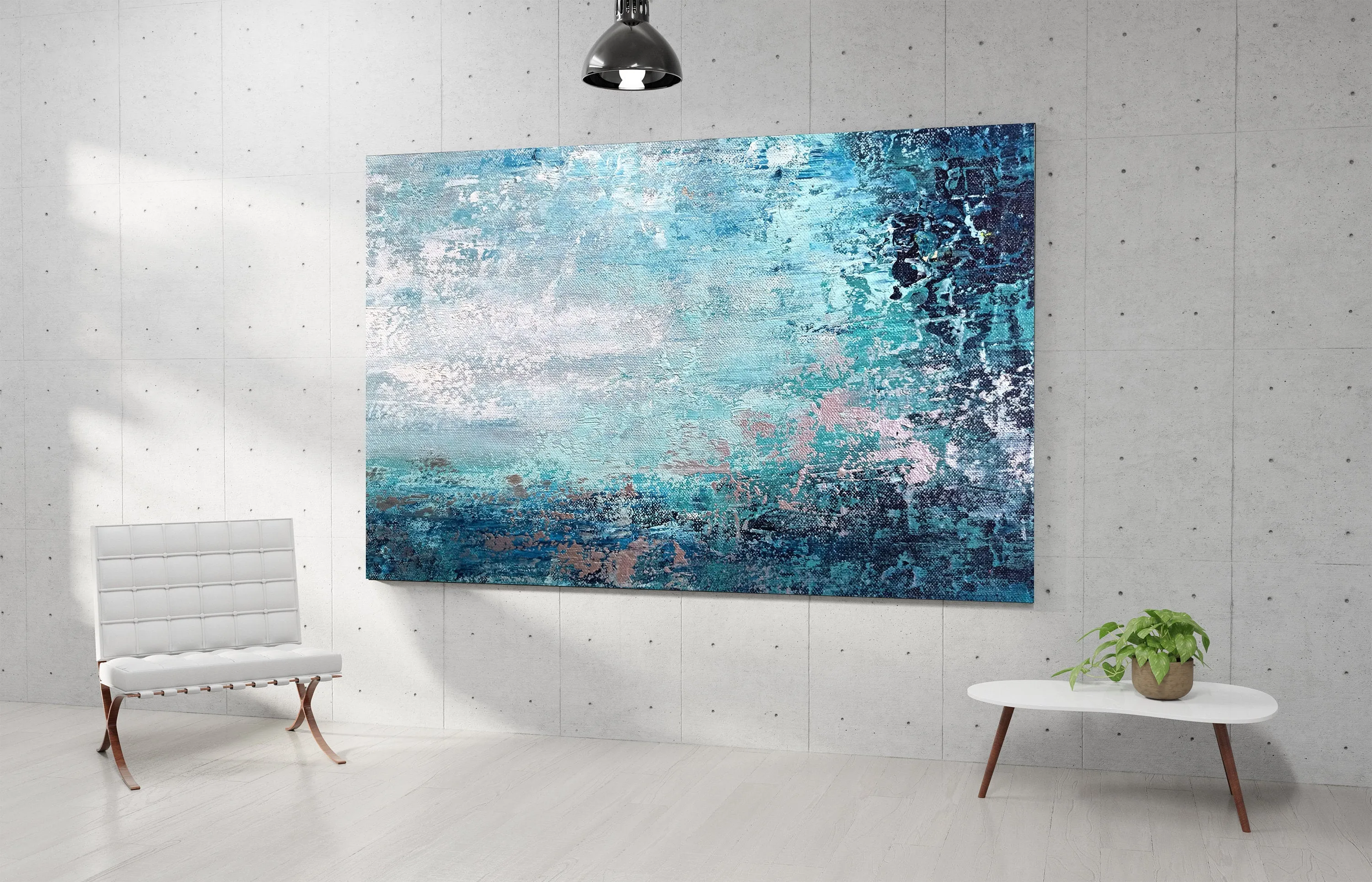 Blue Abstract Painting Large Canvas Art Work Bp054