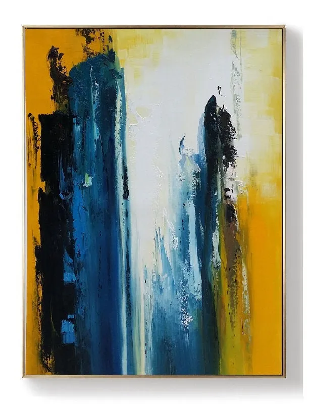 Blue White Yellow Abstract Painting Living Room Art Np039