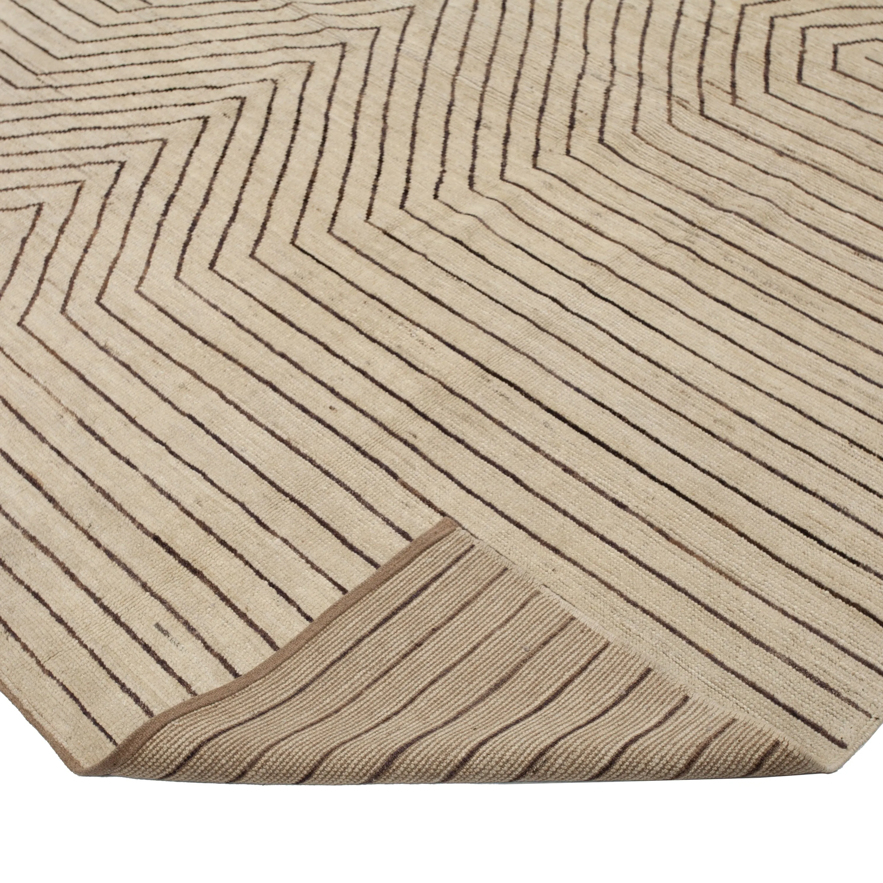 Brown and Beige Wool Rug - 9'3" x 11'5"