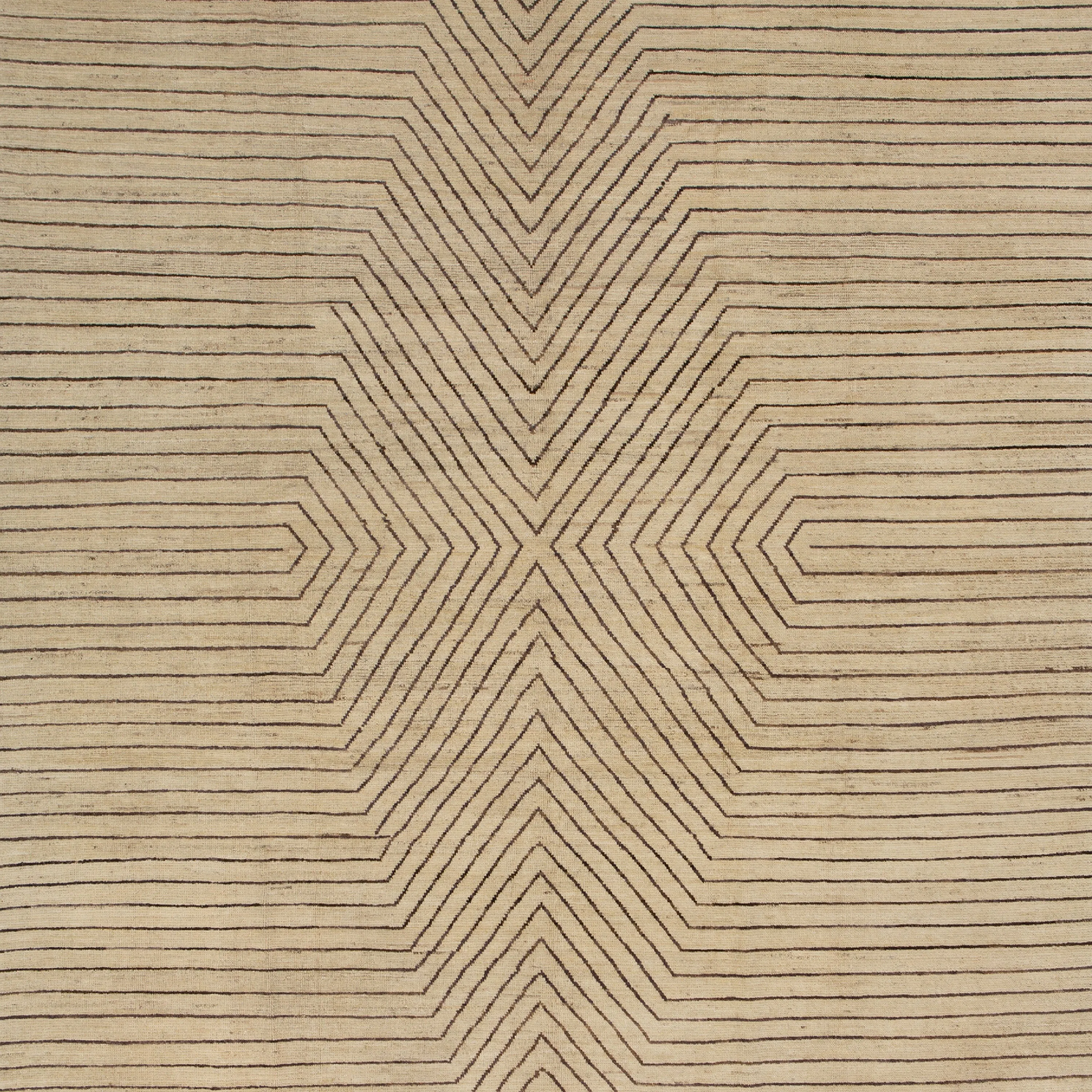 Brown and Beige Wool Rug - 9'3" x 11'5"