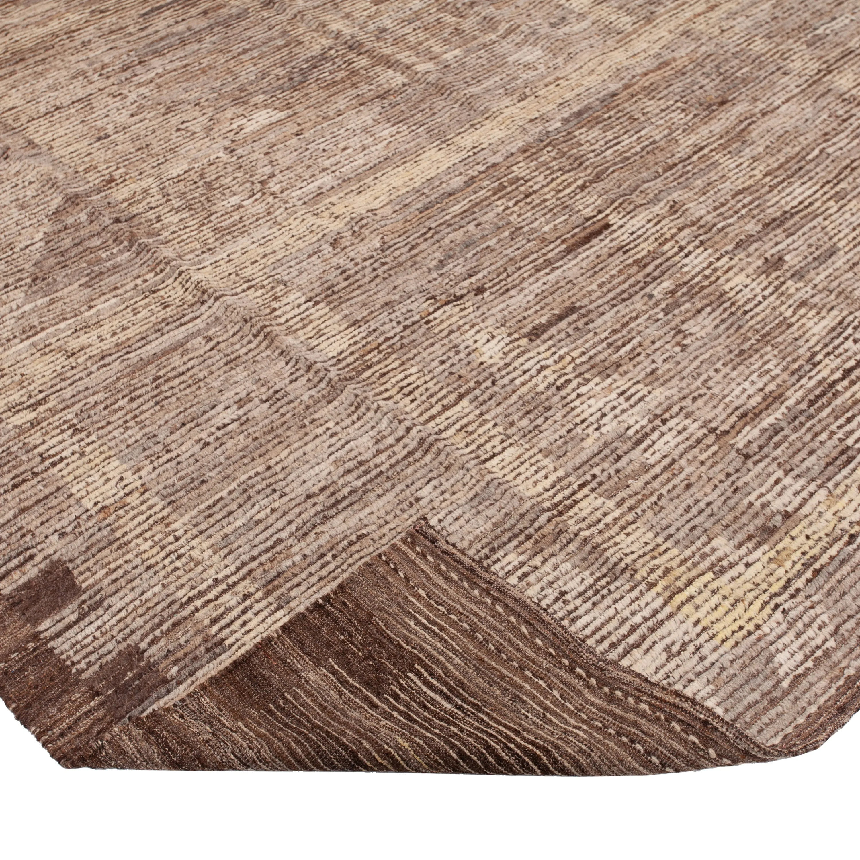 Brown Distressed Zameen Wool Rug - 9'3" x 11'2"