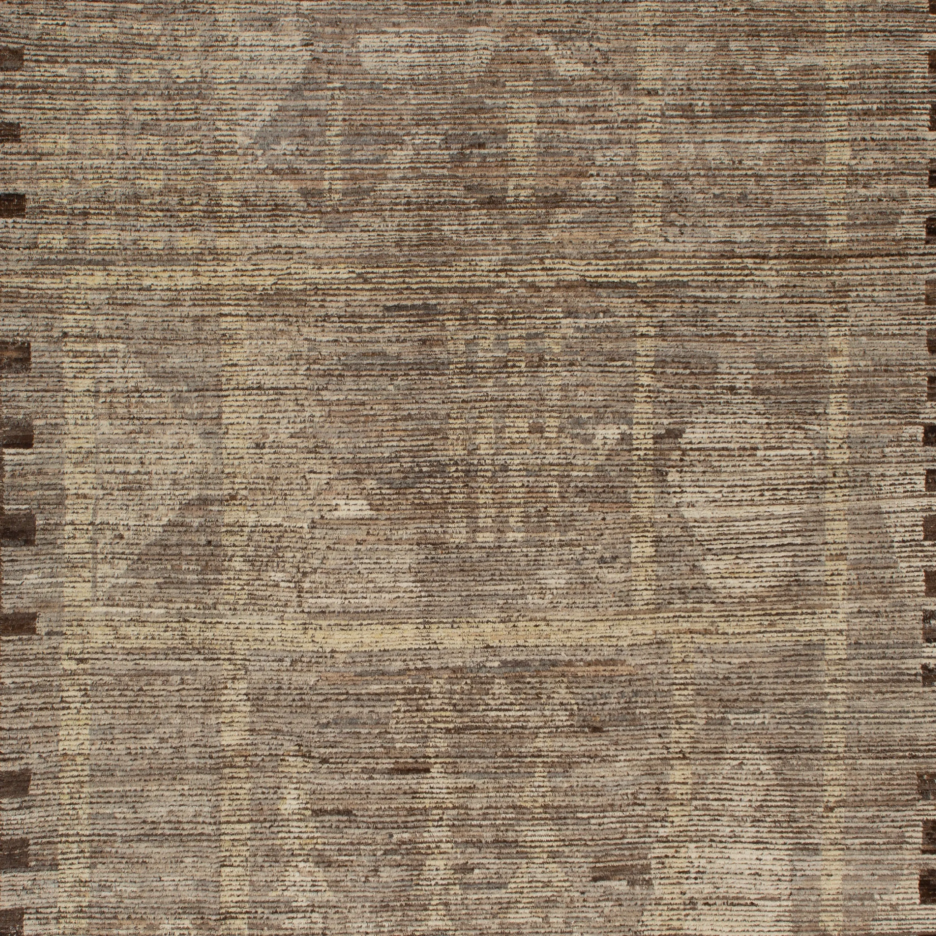 Brown Distressed Zameen Wool Rug - 9'3" x 11'2"