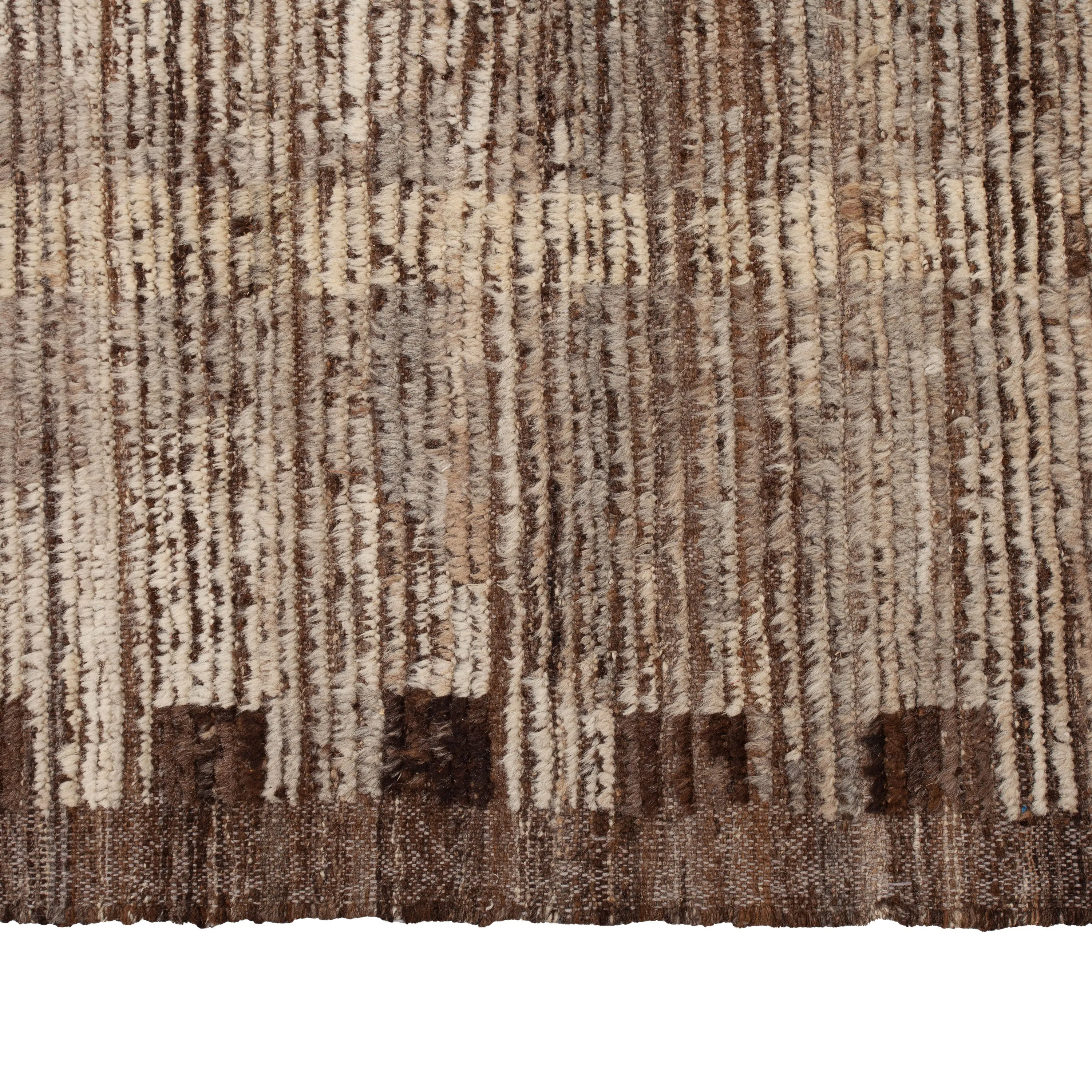 Brown Distressed Zameen Wool Rug - 9'3" x 11'2"