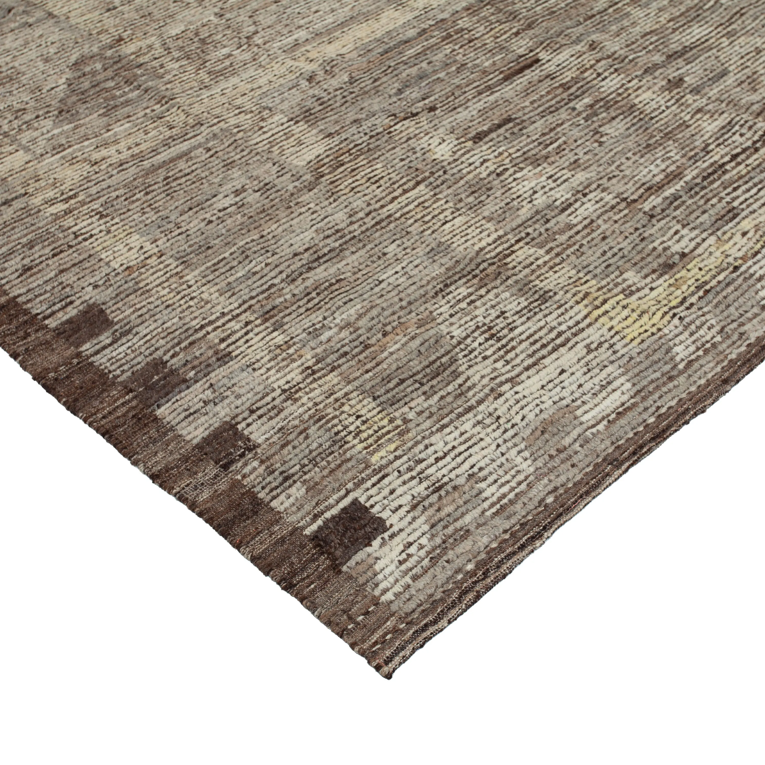 Brown Distressed Zameen Wool Rug - 9'3" x 11'2"