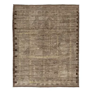 Brown Distressed Zameen Wool Rug - 9'3" x 11'2"