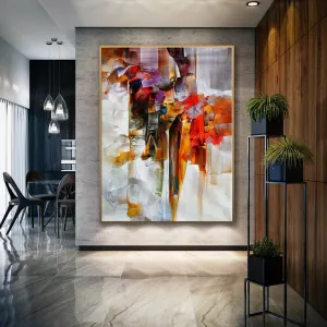 Brown Red White Abstract Painting Colorful Living Room Art Wp052