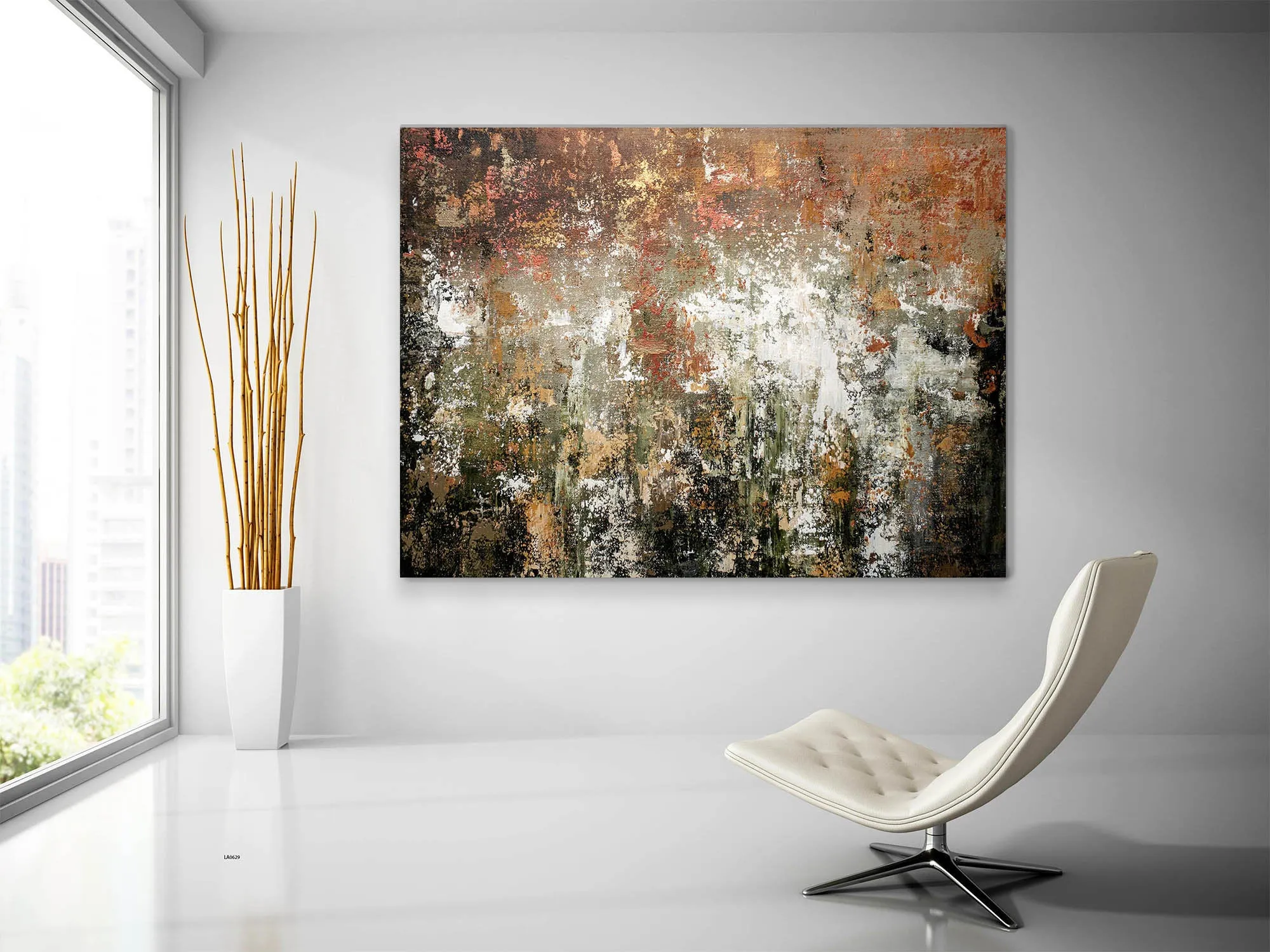 Brown White Abstract Wall Art Original Painting Fp042