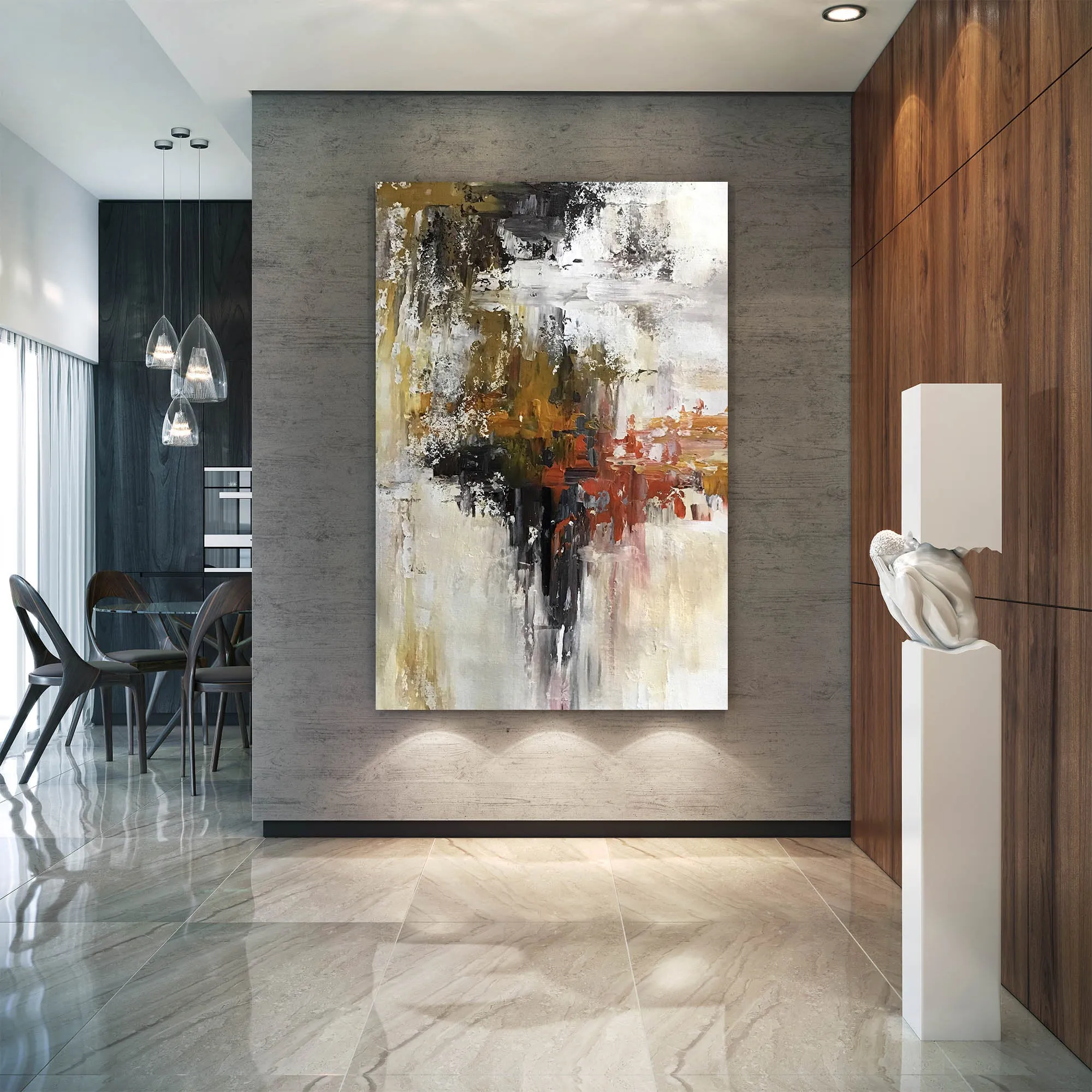 Brown White Red Abstract Painting Giant Canvas Painting Fp094