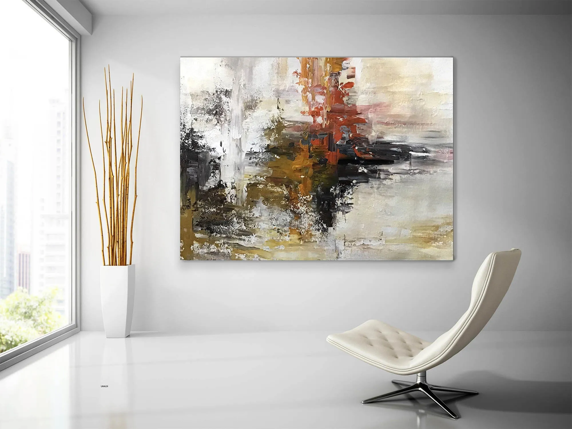 Brown White Red Abstract Painting Giant Canvas Painting Fp094